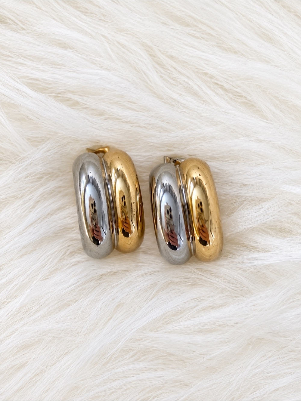 Two-Tone Gold and Silver Hoop Earrings